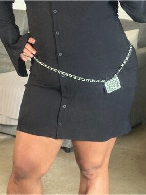 CHANEL Silver Micro Bag Necklace/Belt